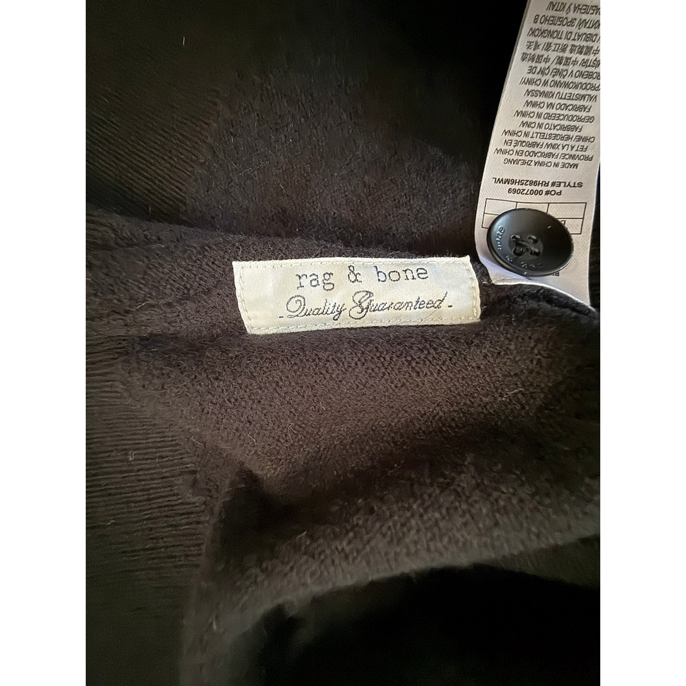 Rag & Bone Cardigan Sweater Mens L Black Wool Sourface Graphic V Neck Button NWT - Picture 7 of 8